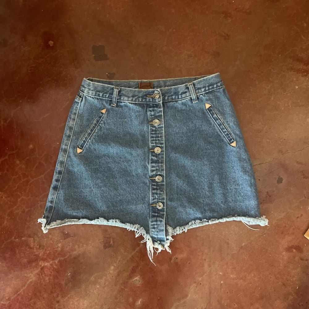 POL 90s Y2K Denim Jean Mini Skirt with Buttons, Size Small